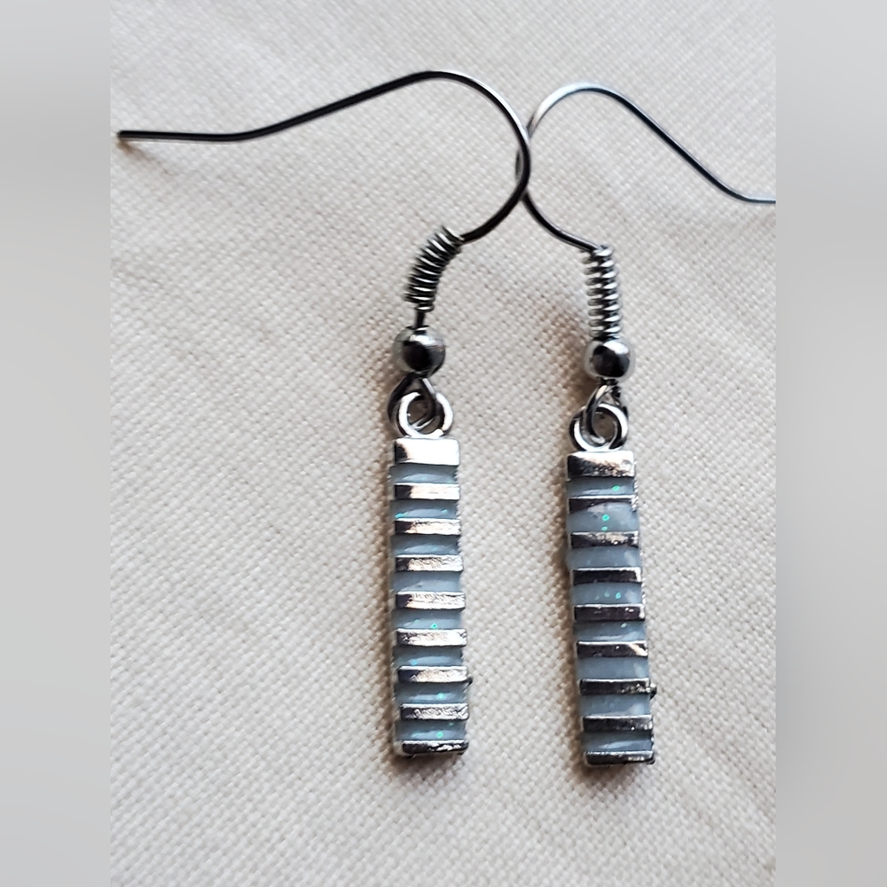 Faux Opal Bar Dangle Earrings